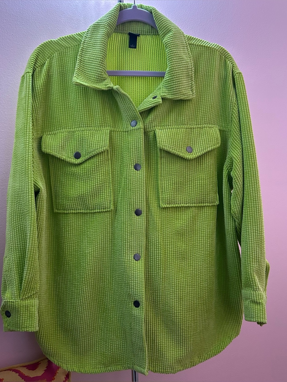 Lime Green Corduroy Utility Shacket